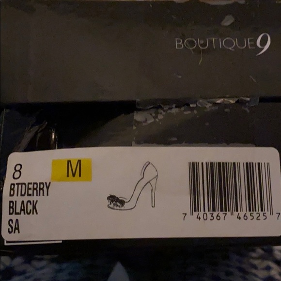 Boutique 9 Black satin heels with diamond bow - Picture 5 of 6